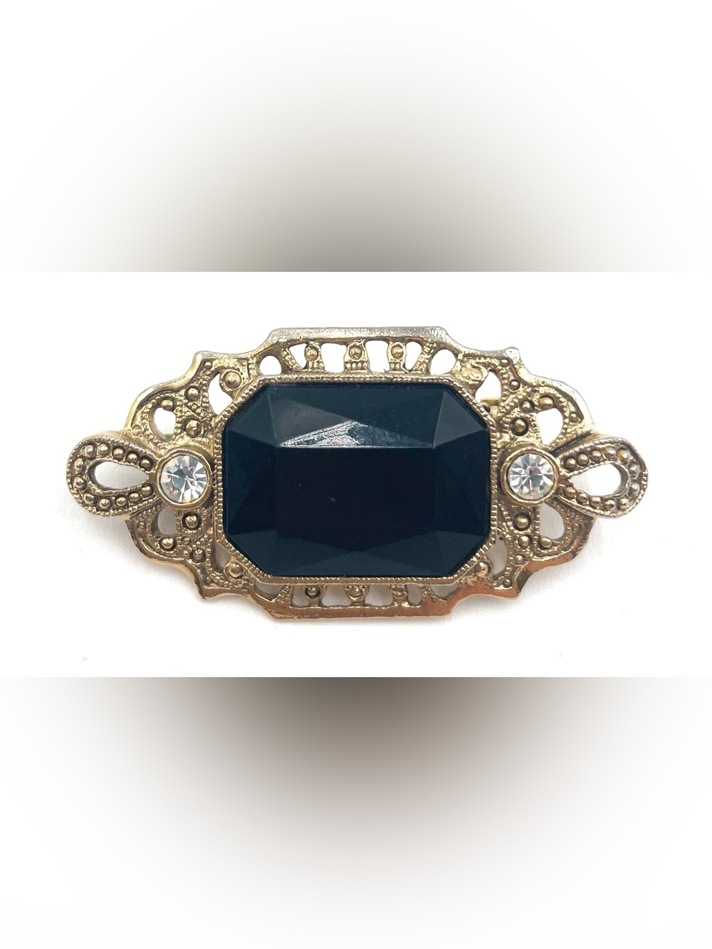 Vintage Black Lucite Pin Brooch